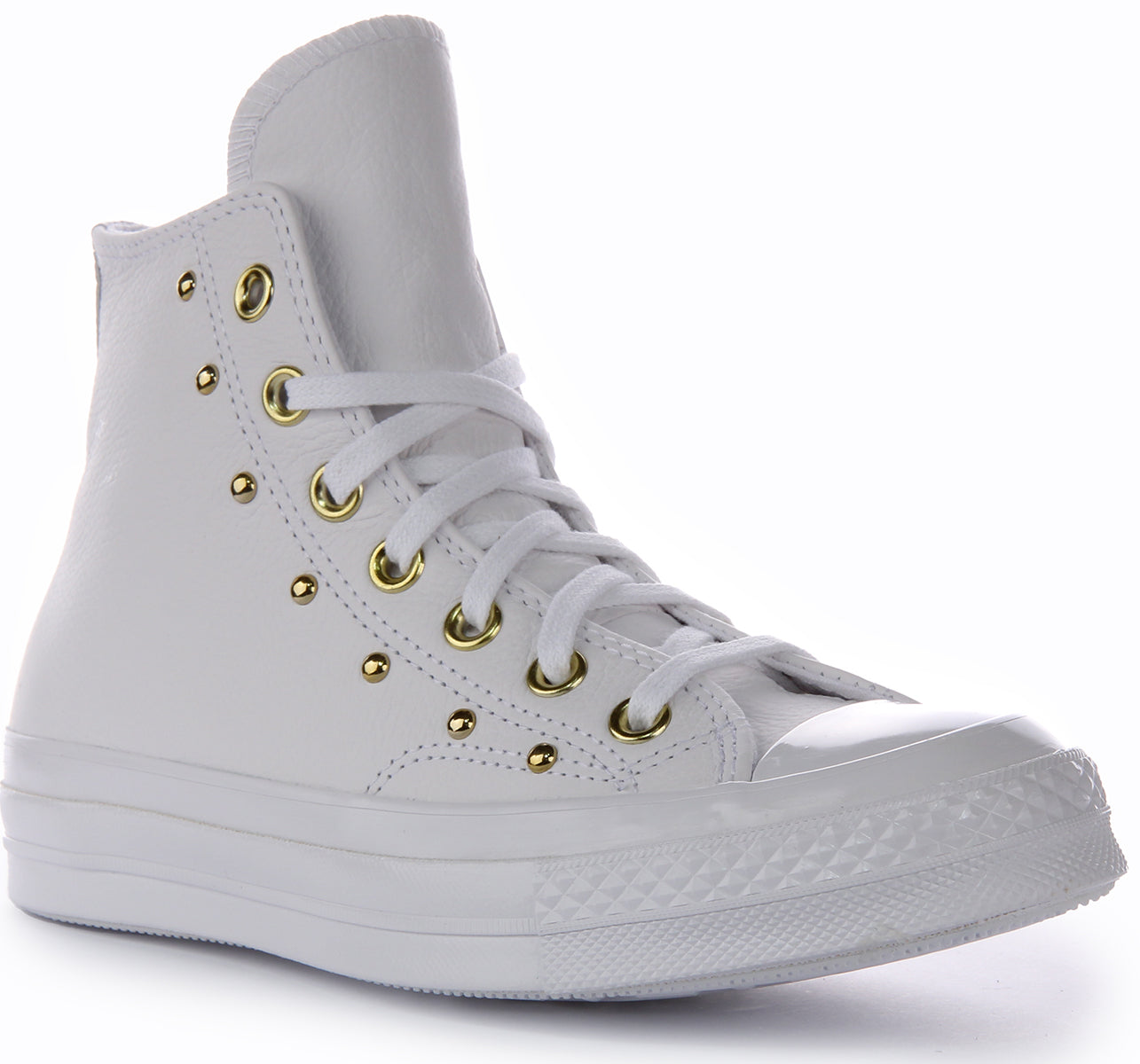 Baskets en cuir Converse Chuck 70 Hi Studd Detail pour femmes en blanc et or