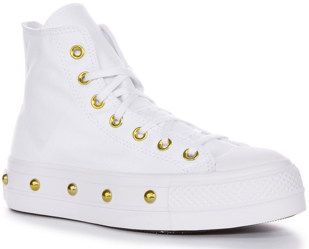 Converse All Star Lift A06787C In White Gold Studds