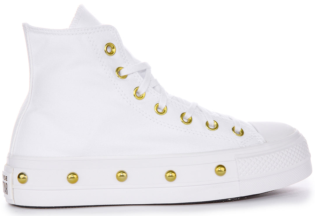 Converse All Star Lift A06787C In White Gold Studds