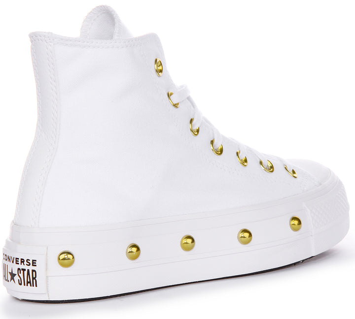 Converse All Star Lift A06787C In White Gold Studds