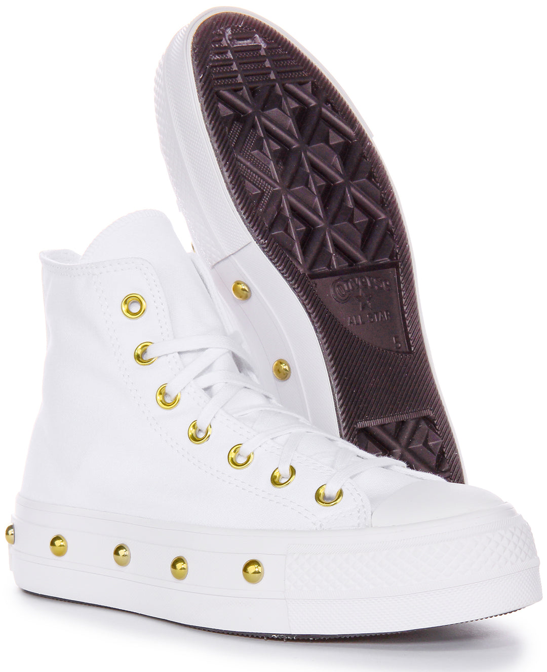 Converse All Star Lift A06787C In White Gold Studds