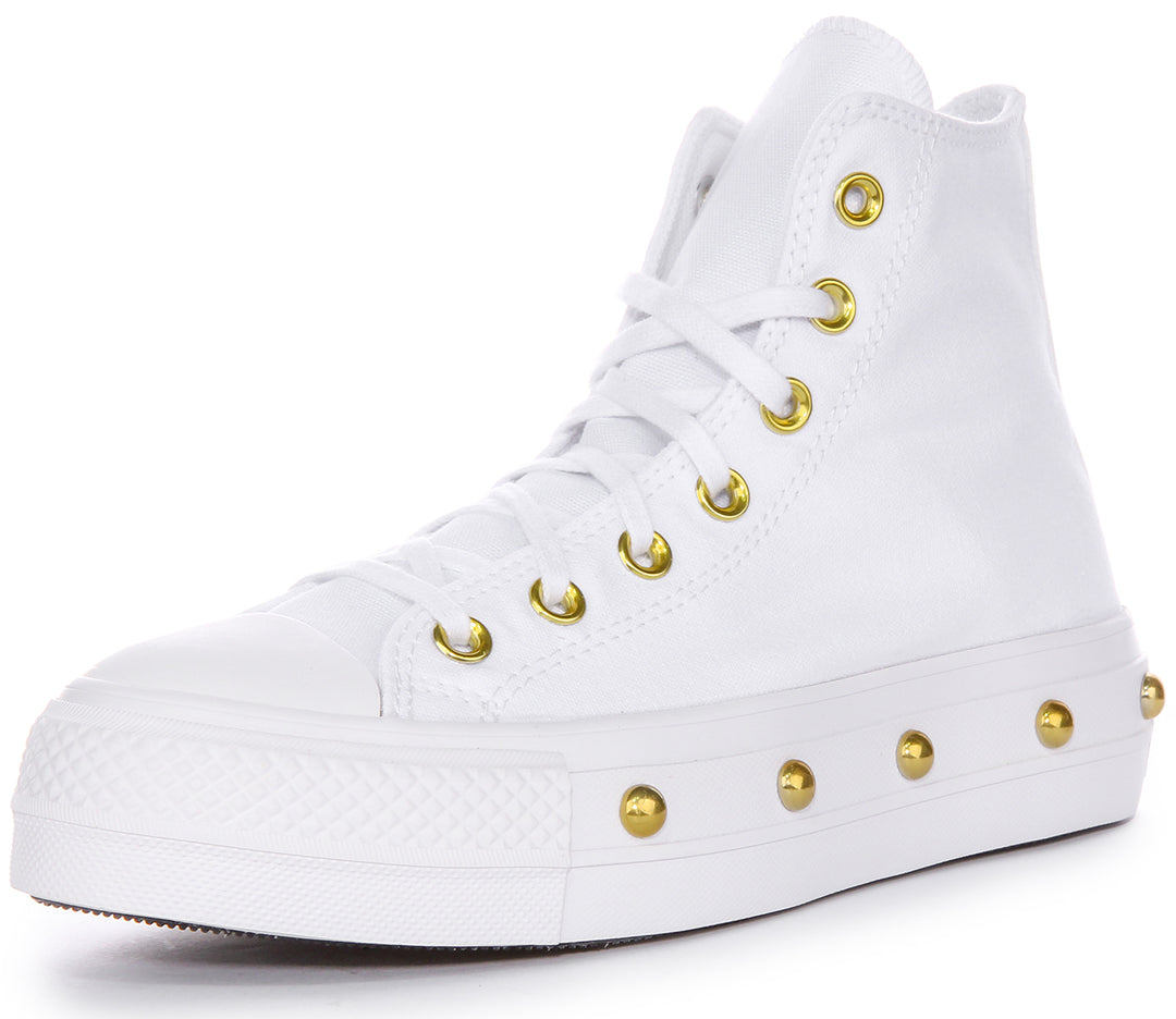 Converse All Star Lift A06787C In White Gold Studds