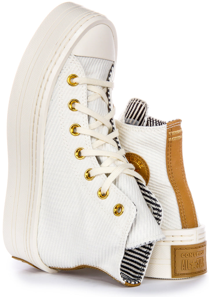 Converse Modern Lift Twill Gold Details Damen Textil Sneaker In Weiß Gold