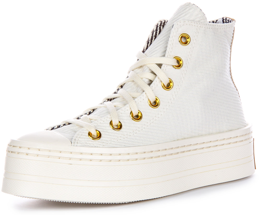 Converse Modern Lift Twill Gold Details Damen Textil Sneaker In Weiß Gold