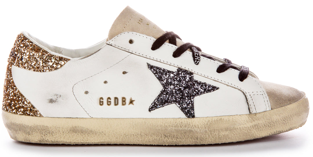 Golden Goose Super Star In White Gold For Women