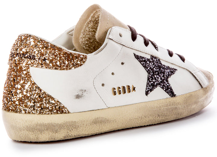 Golden Goose Super Star In White Gold For Women