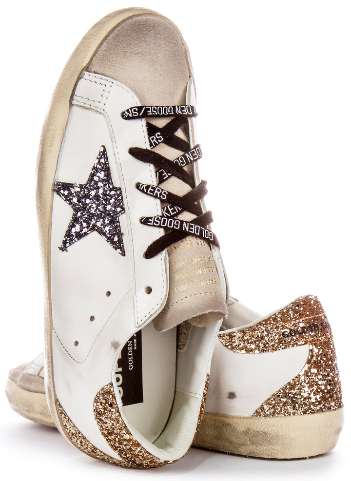 Golden Goose Super Star In White Gold For Women