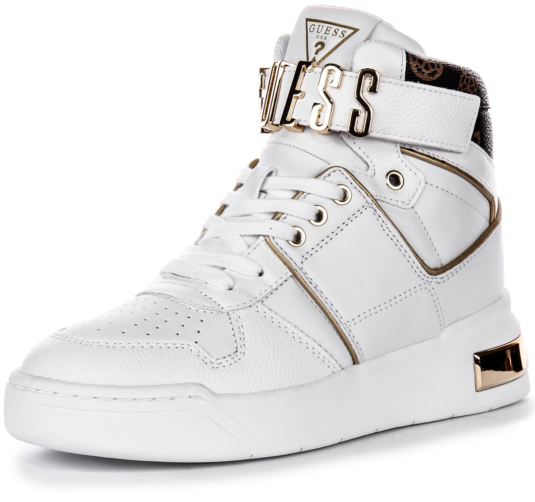 Guess Corten Hi In White Gold For Women