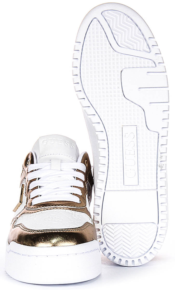 Guess Miram 6 Lace Sneaker In White Gold for Women