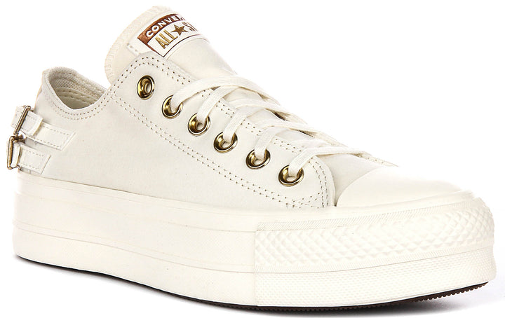 Converse Chuck Taylor All Star Lift Low A11866C In White Gold Buckles