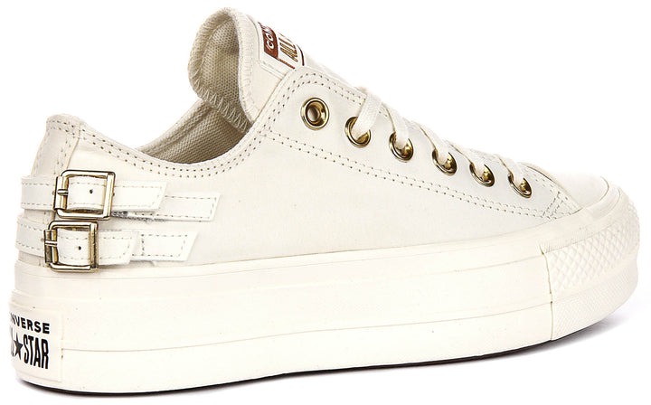 Converse Chuck Taylor All Star Lift Low A11866C In White Gold Buckles