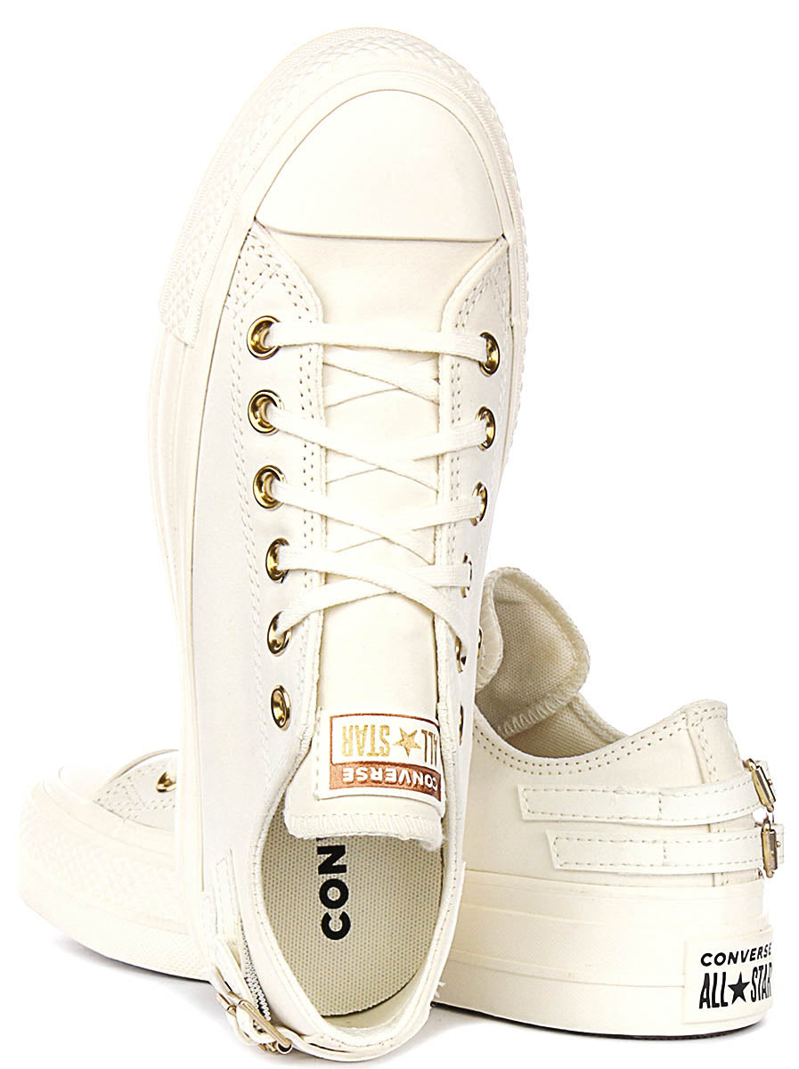 Converse Chuck Taylor All Star Lift Low A11866C In White Gold Buckles
