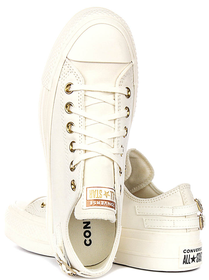 Converse Chuck Taylor All Star Lift Low A11866C In White Gold Buckles
