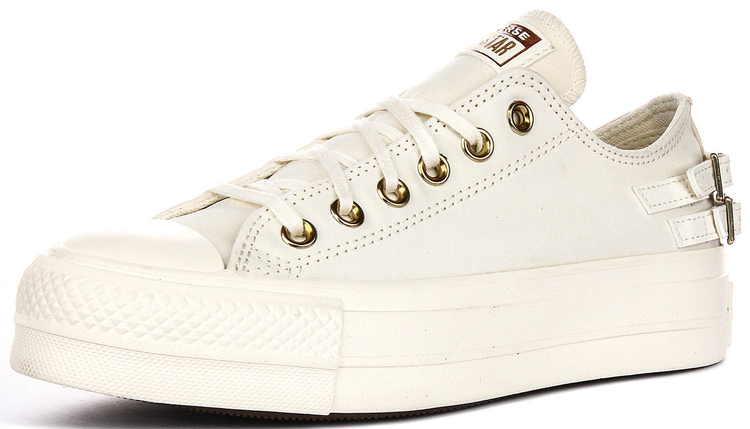 Converse Chuck Taylor All Star Lift Low A11866C In White Gold Buckles