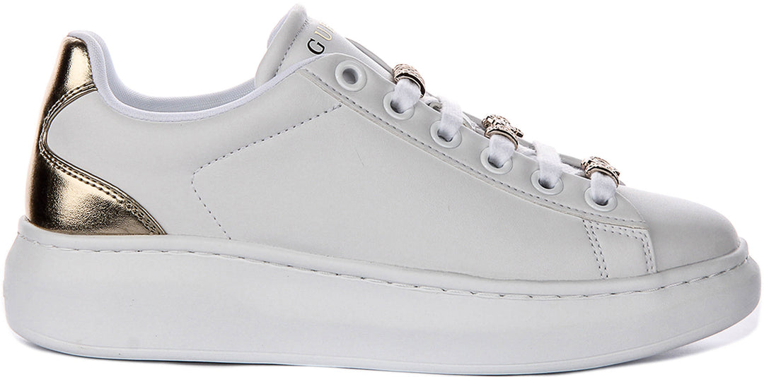 Guess Fionia Charms Sneakers In White Gold For Women