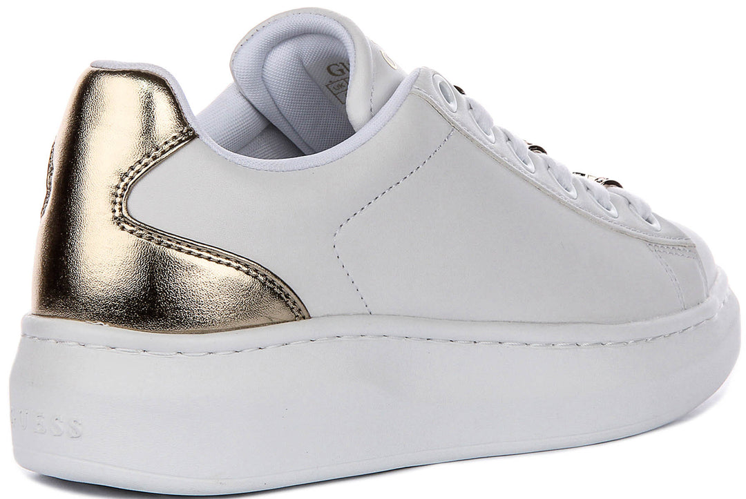 Guess Fionia Charms Sneakers In White Gold For Women