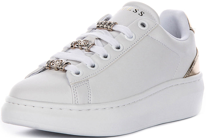 Guess Fionia Charms Sneakers In White Gold For Women