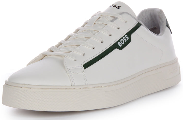 Boss Rhys Tennis Pusdt In White Green For Men