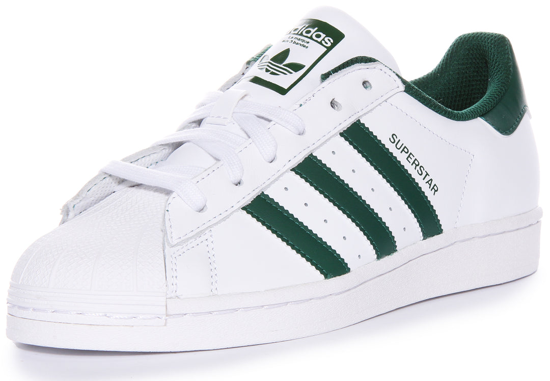 Adidas Superstar In White Green For Men