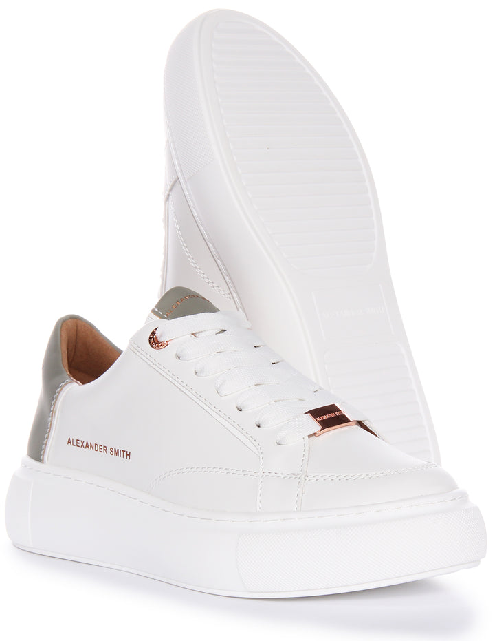 Alexander Smith Platform Trainers In White Green For Women