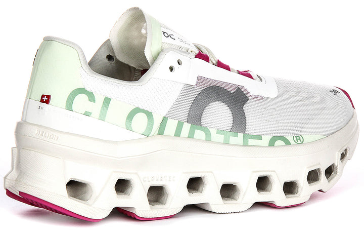 On Running Cloudmonster In White Green For Women