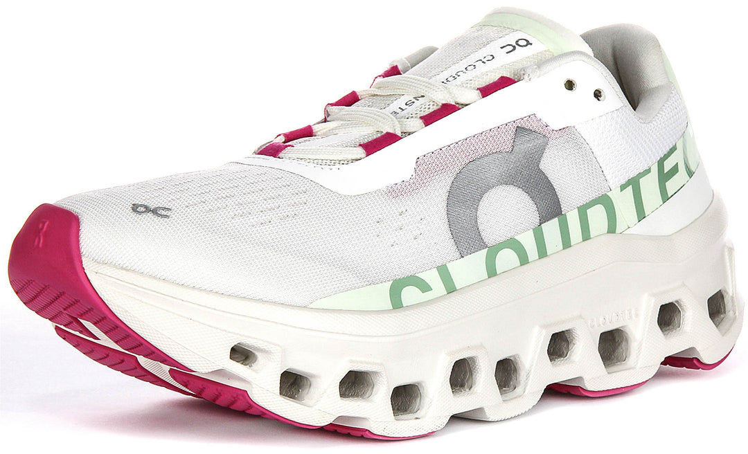 On Running Cloudmonster In White Green For Women