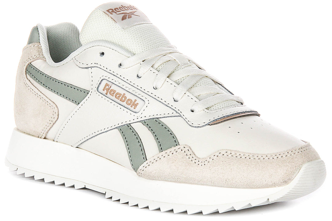 Reebok Glide Ripple In White Green For Women Vibrant Leather