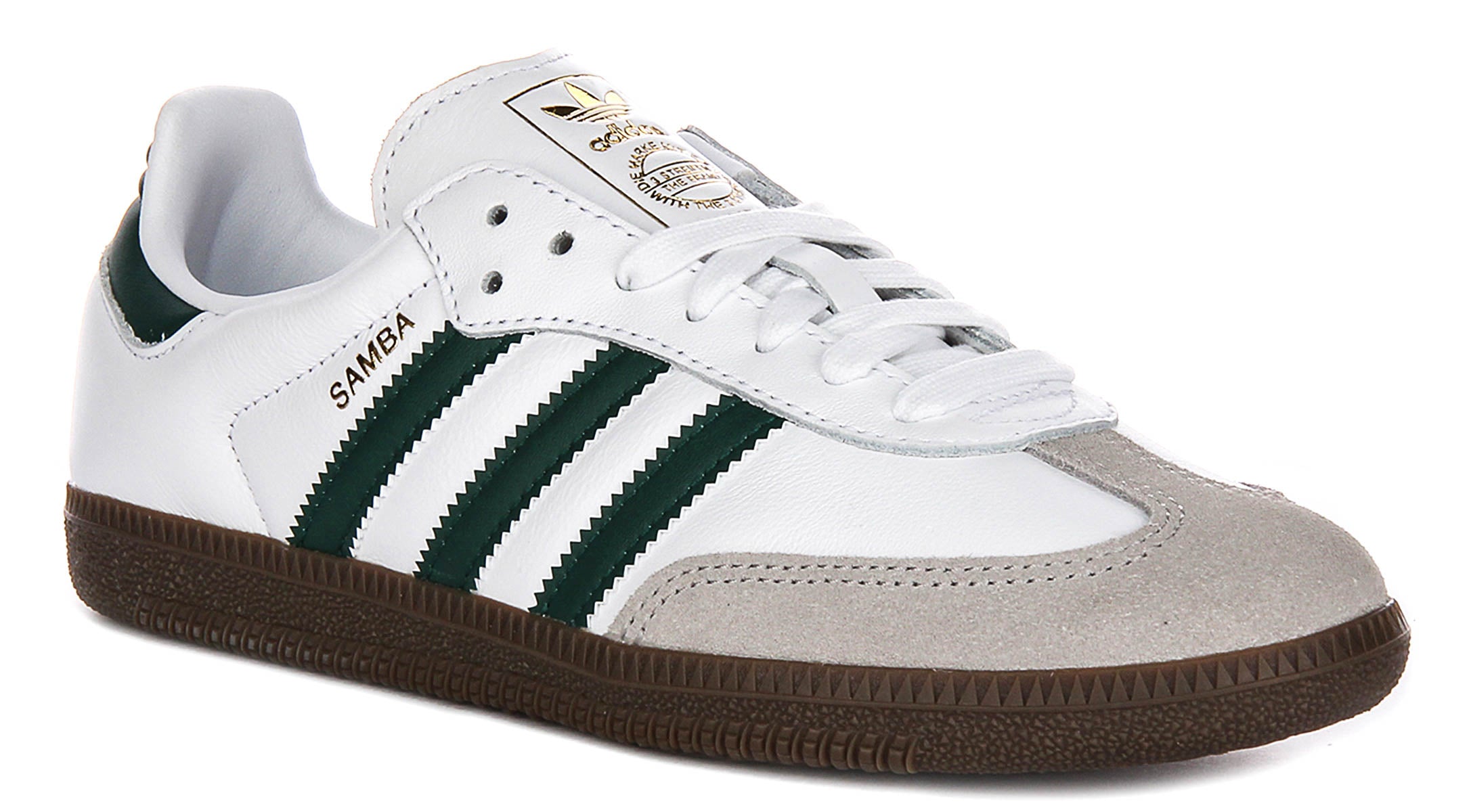 Adidas Samba Og In White Dark Green | Lace up Retro Trainers