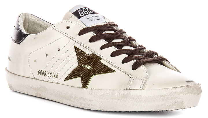 Golden Goose Super Star In White Green For Men