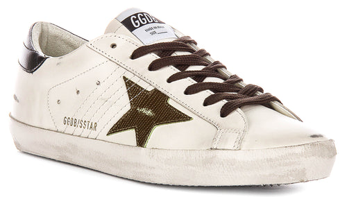 Golden Goose Super Star In White Green For Men