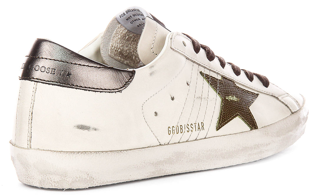 Golden Goose Super Star In White Green For Men