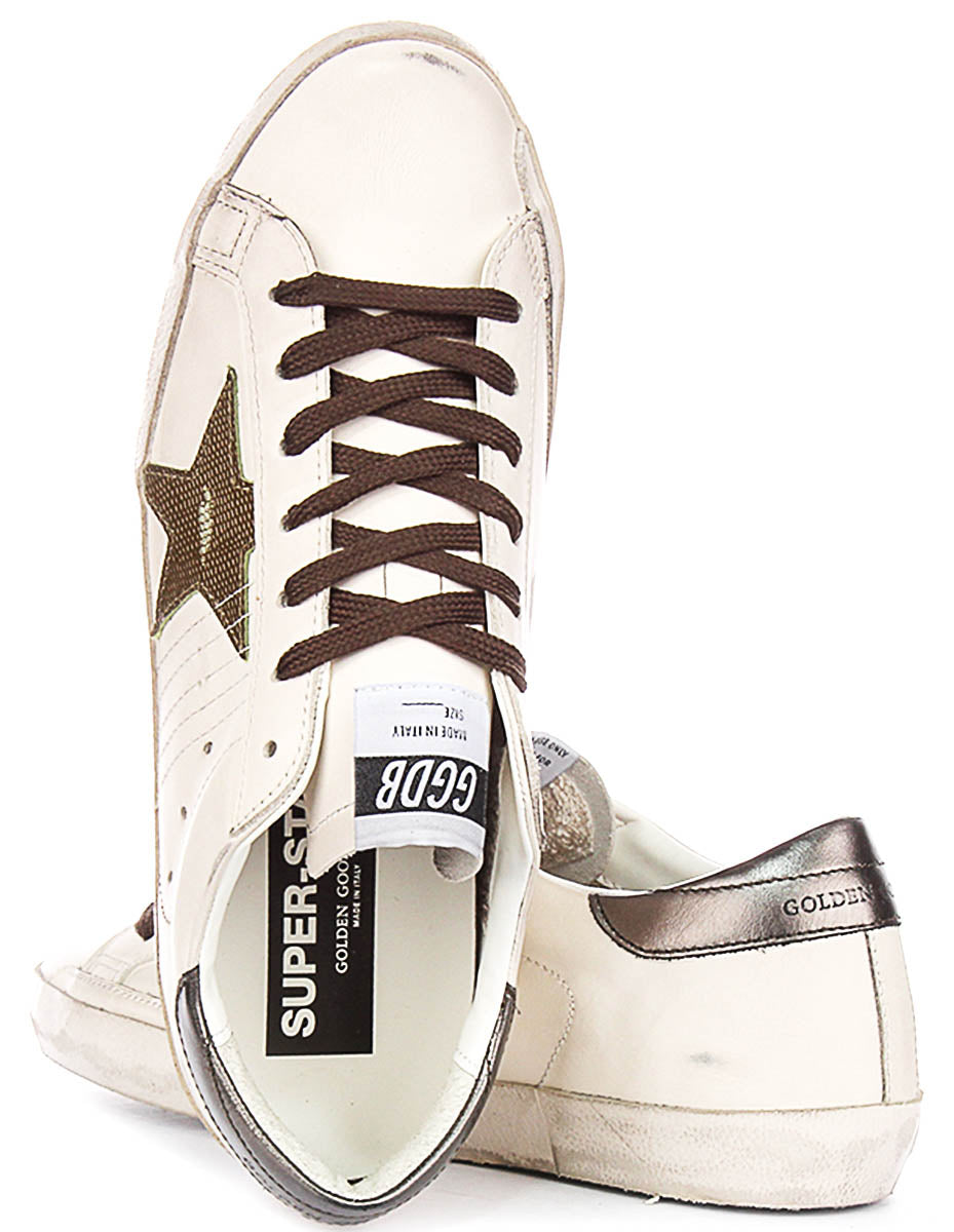 Golden Goose Super Star In White Green For Men