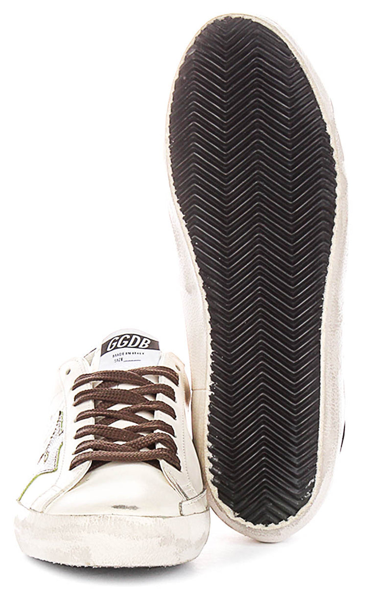 Golden Goose Super Star In White Green For Men