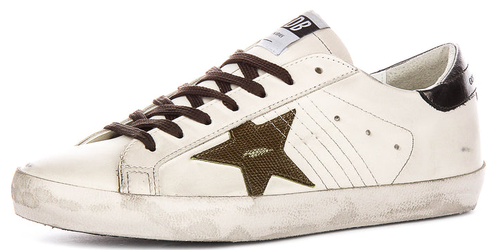 Golden Goose Super Star In White Green For Men