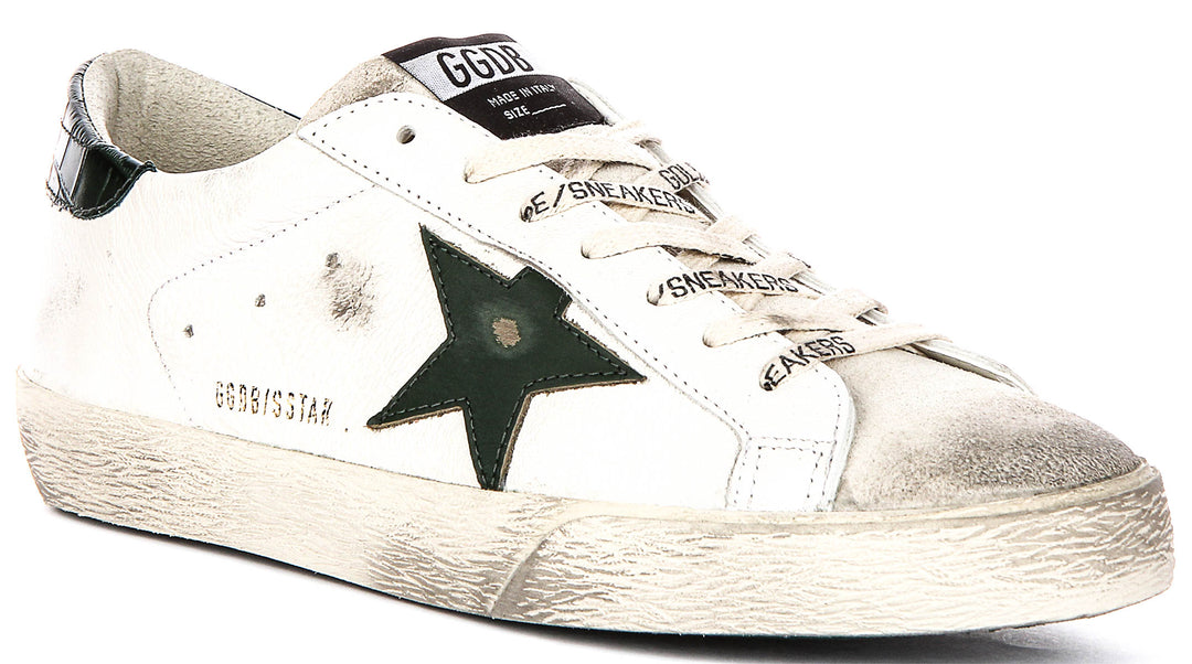 Golden Goose Super Star In White Green For Men