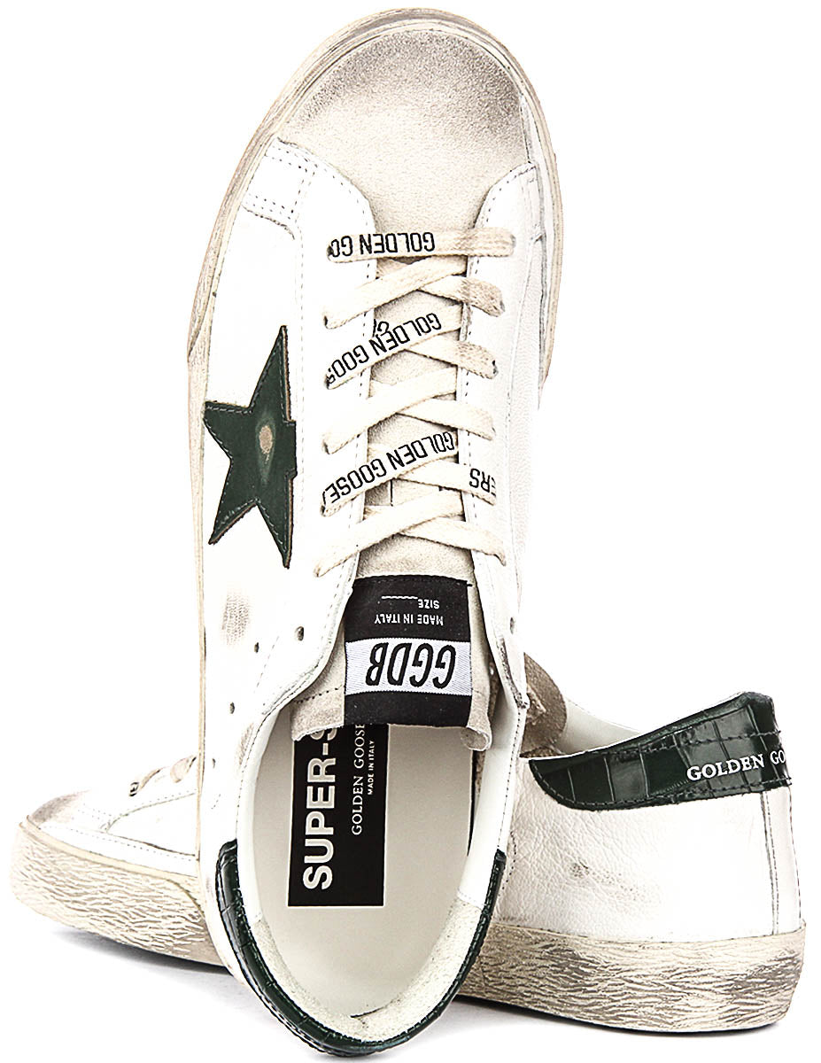 Golden Goose Super Star In White Green For Men