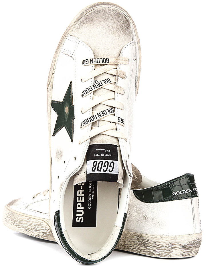 Golden Goose Super Star In White Green For Men