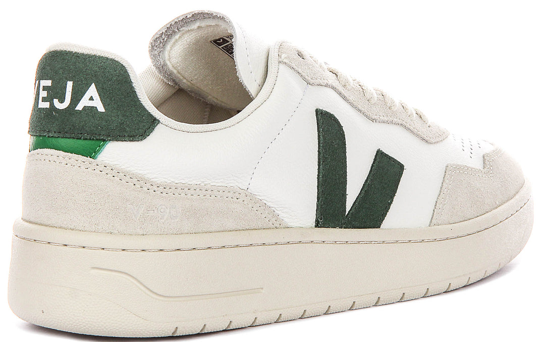 Veja V-90 Leather In White Green For Men