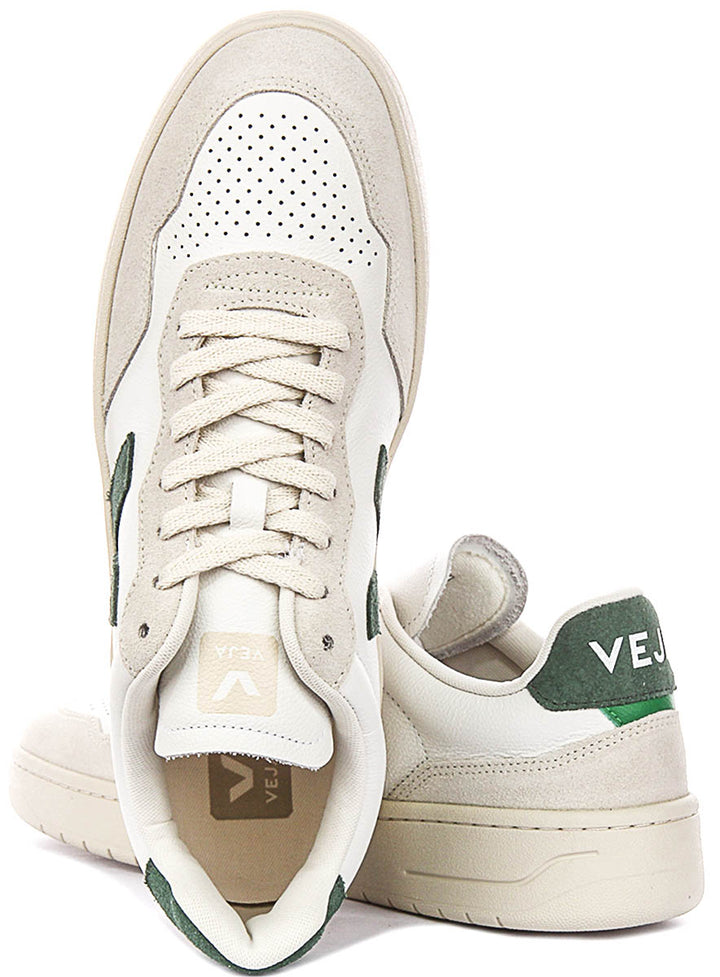 Veja V-90 Leather In White Green For Men