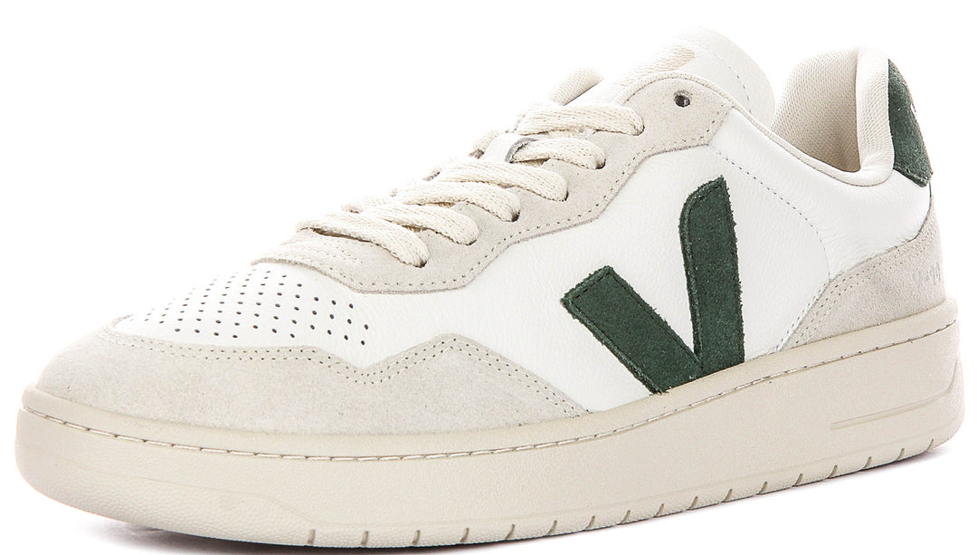 Veja V-90 Leather In White Green For Men