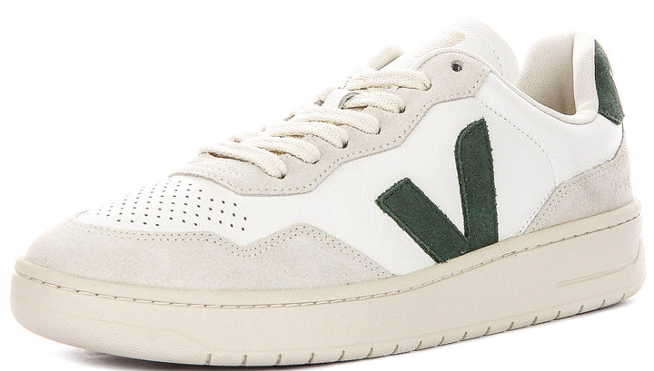 Veja V-90 Leather In White Green For Men