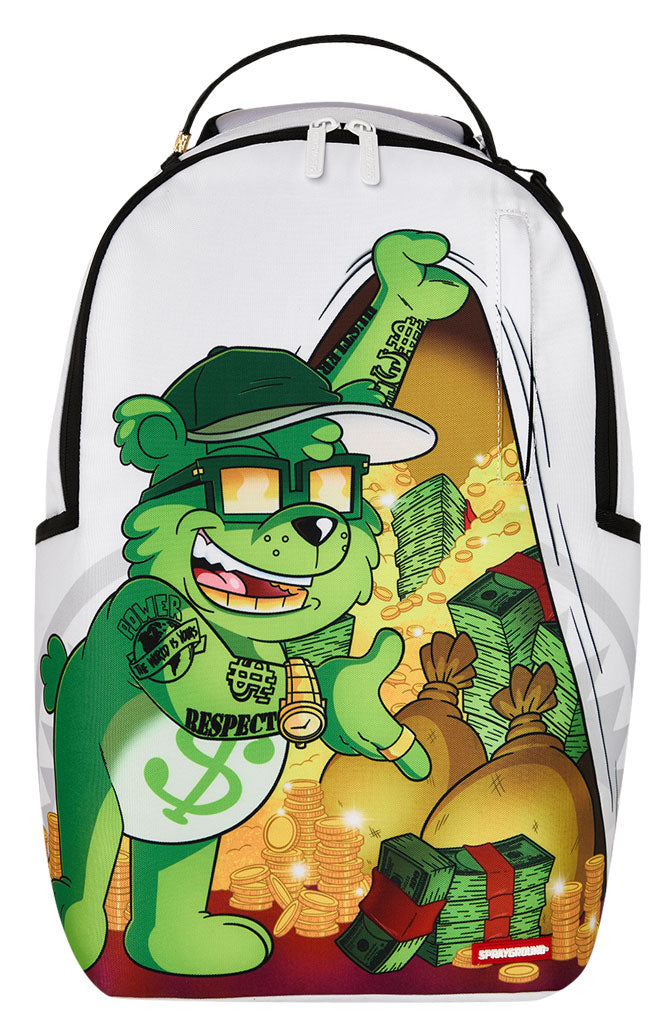 Sprayground Moneybear Cash Cub Backpack In White Green