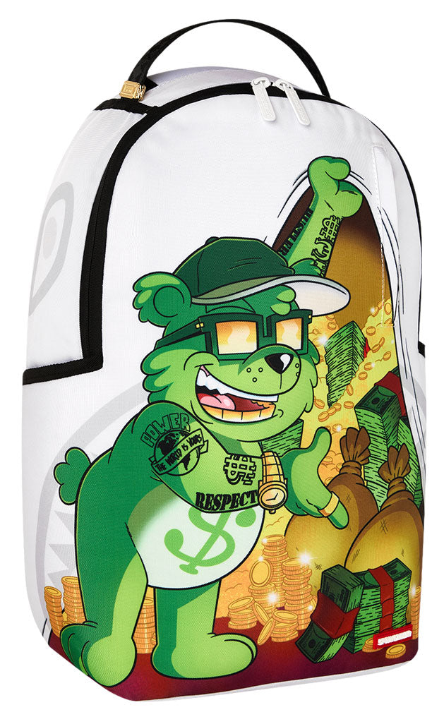 Sprayground Moneybear Cash Cub Backpack In White Green