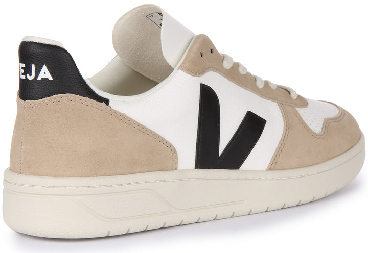 Veja V 10 Herren Schnürung Chromefree Leder Turnschuhe Weiß Grau