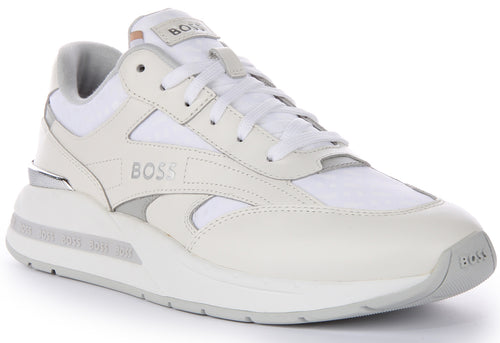 Boss Kurt Runner In White Grey For Men