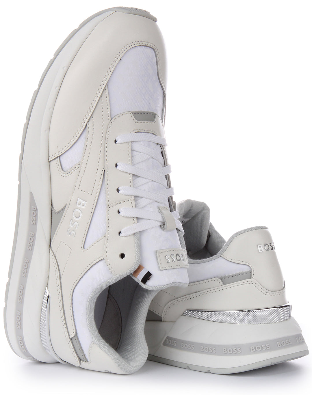 Boss Kurt Runner In White Grey For Men