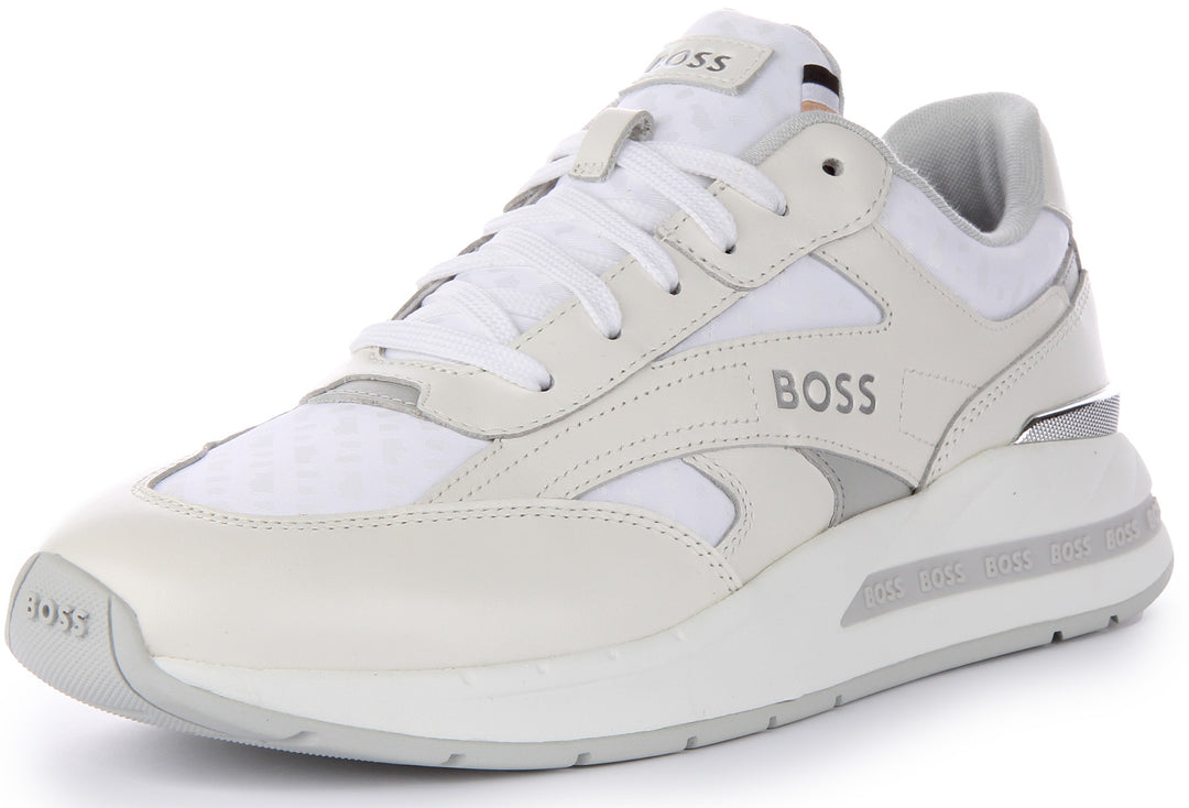 Boss Kurt Runner In White Grey For Men