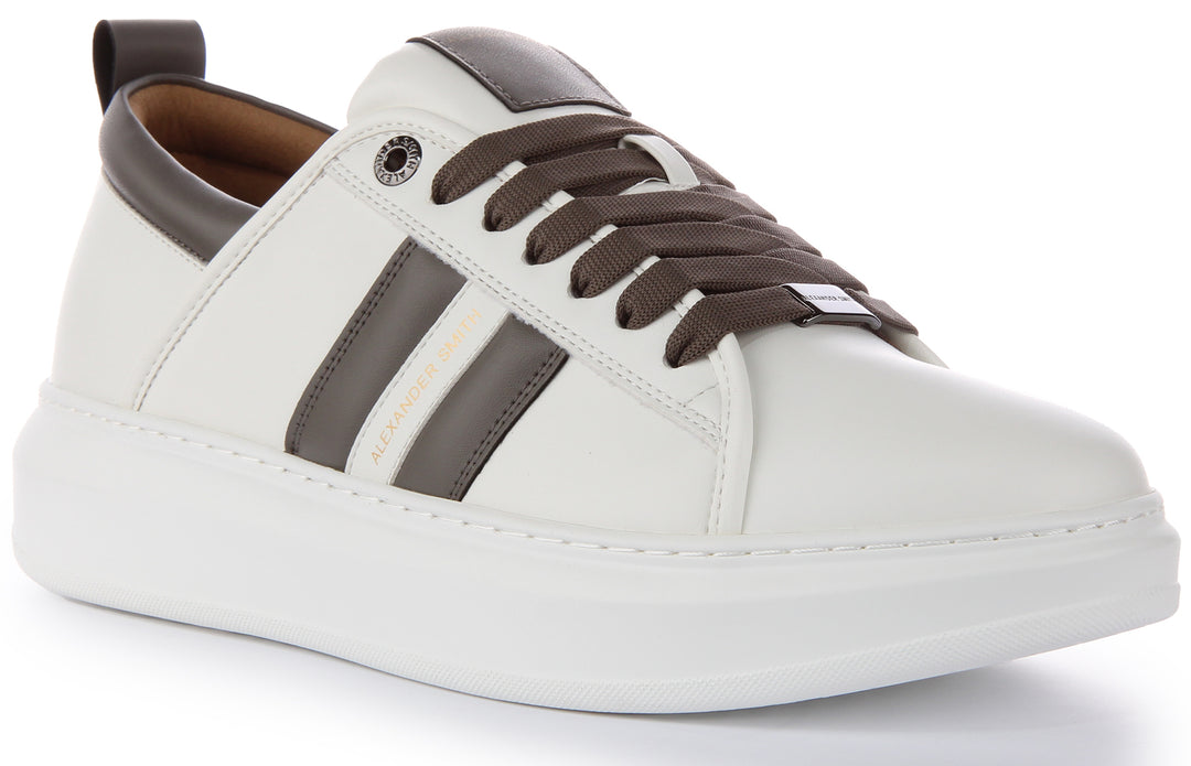 Alexander Smith Trainers In White Grey For Men