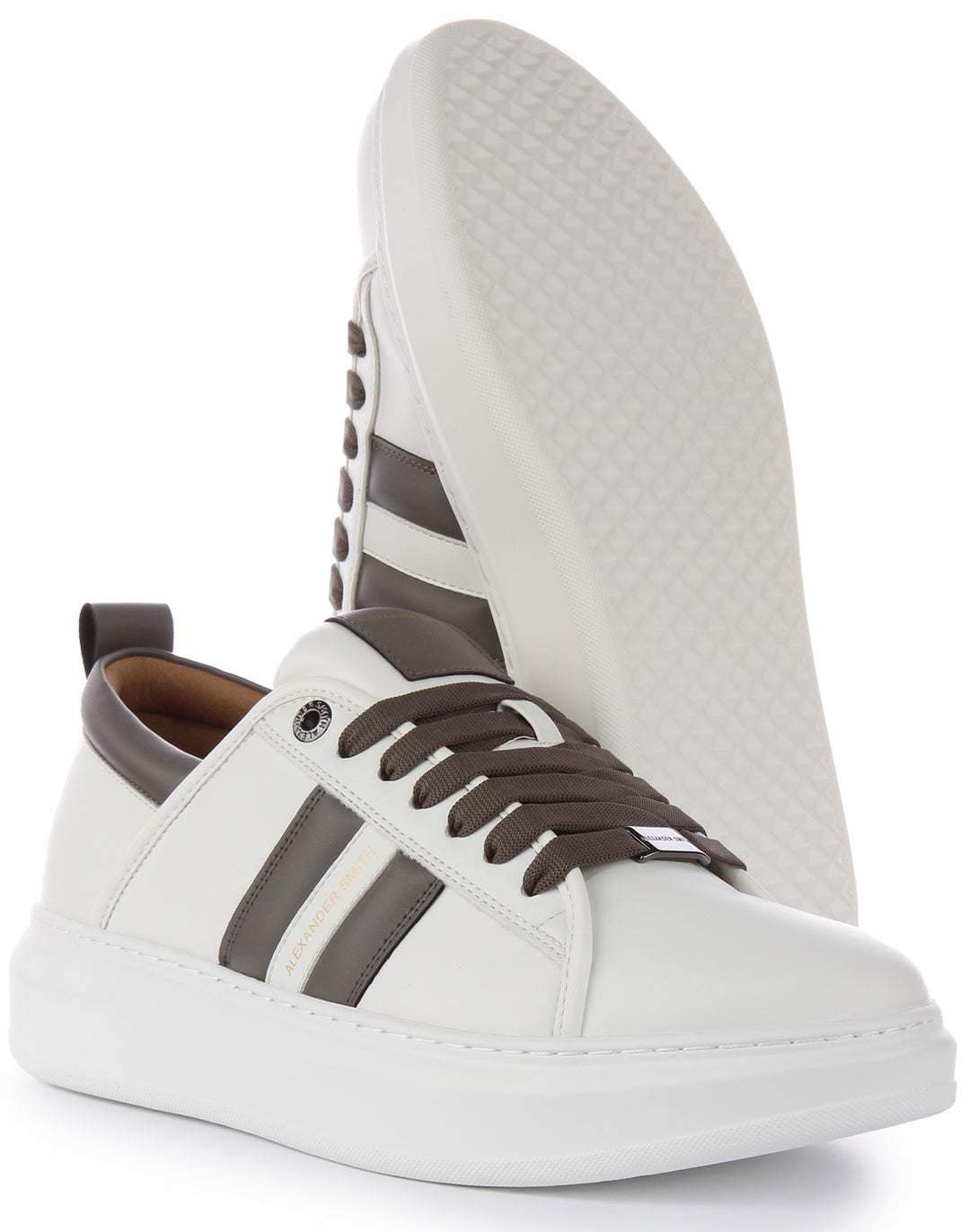 Alexander Smith Trainers In White Grey For Men