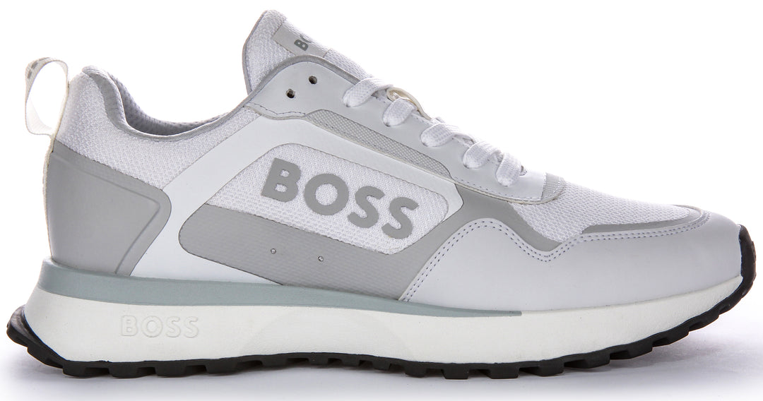 Boss Jonah Runner Sneaker In White Grey For Men